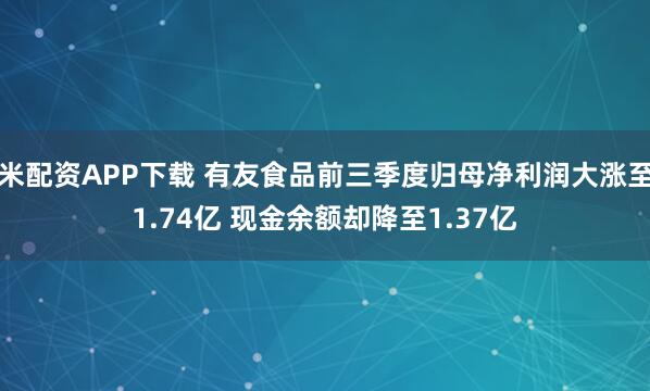 米配资APP下载 有友食品前三季度归母净利润大涨至1.74亿 现金余额却降至1.37亿